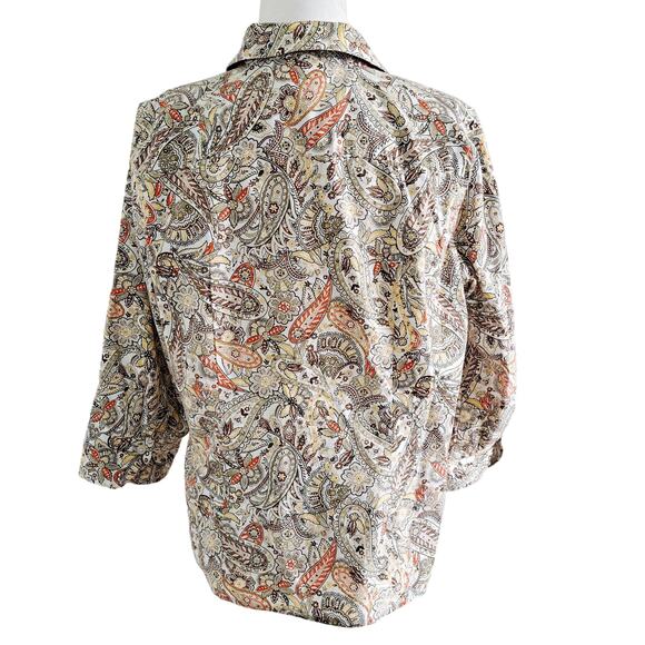 Studio Works Button Up Paisley Print Top - Picture 6 of 7